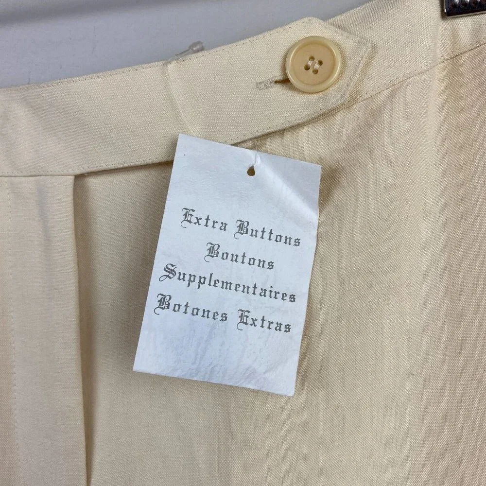 Emanuel Ungaro Pencil Skirt 12 Linen Blend Cream Above Knee Tabbed Waist Office‎
